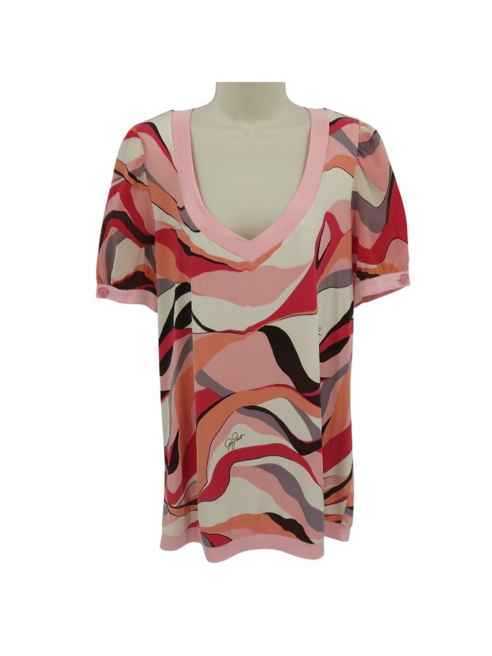 Baby Phat Women Plus Size 1X Pink Multicolor Scoop Neck Blouse Shirt Top Y2K VTG